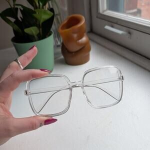 Retro Clear Square Sunglasses 70s Festival Sunnies Clean Minimalist Y2K Shades